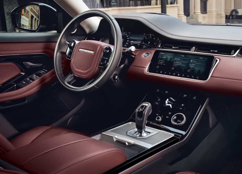 This is an image of a Land Rover Range Rover Evoque from the interior