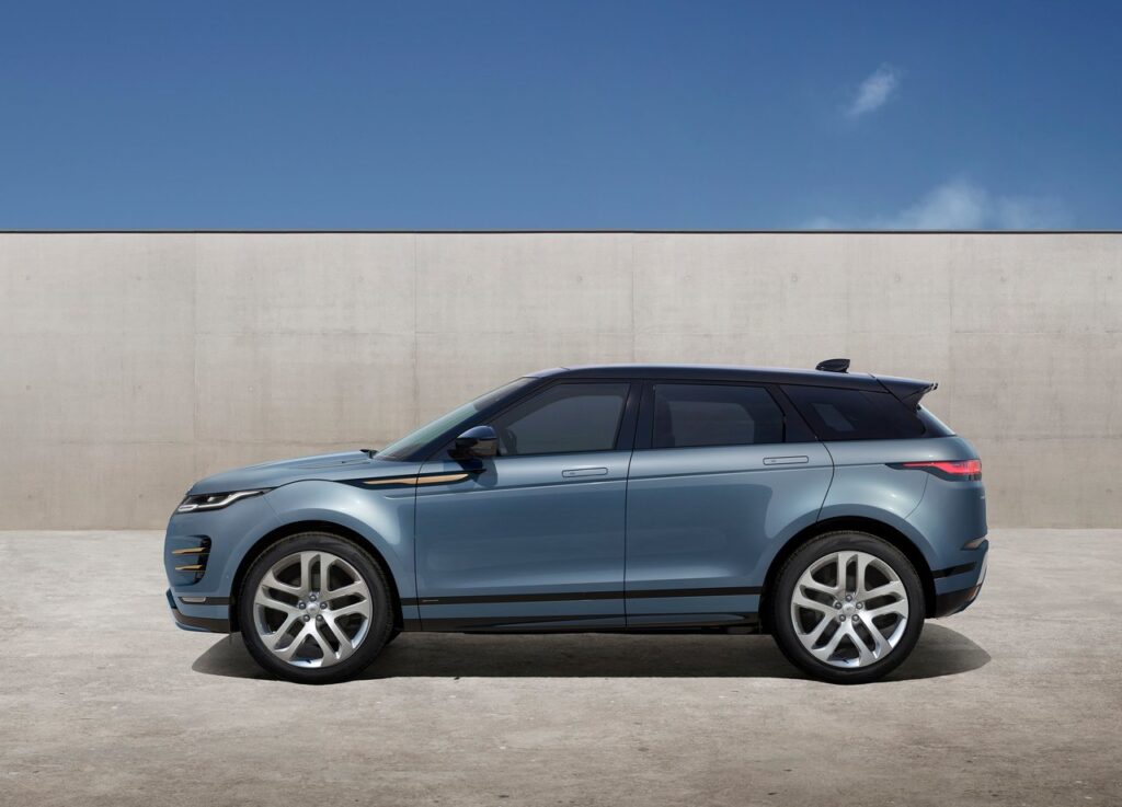 This is an image of a Land Rover Range Rover Evoque from the side