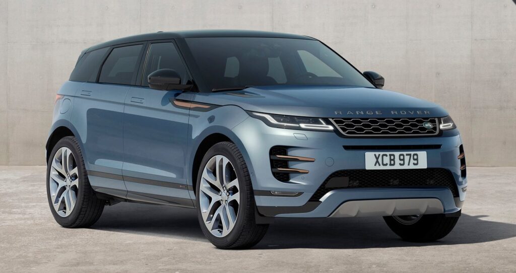 This is an image of a Land Rover Range Rover Evoque from the front