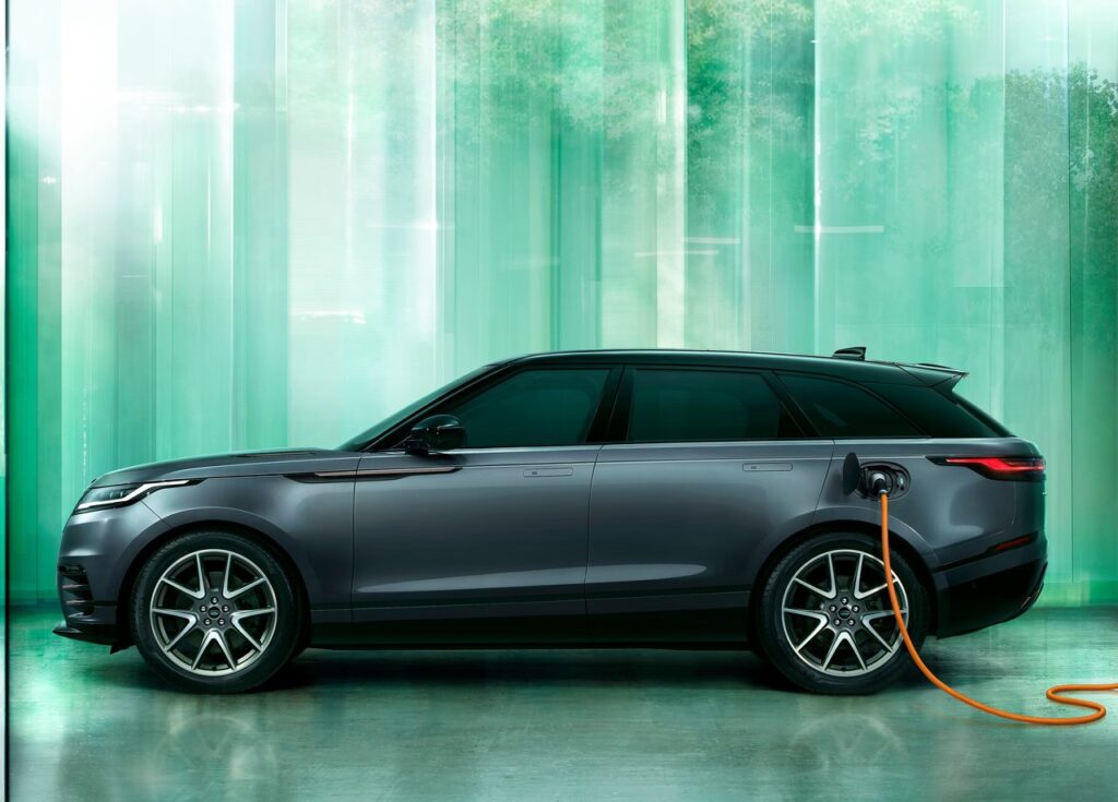 This is an image of a Land Rover Range Rover Velar from the side