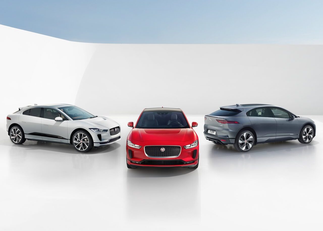 This is an image of three Jaguar I Pace's