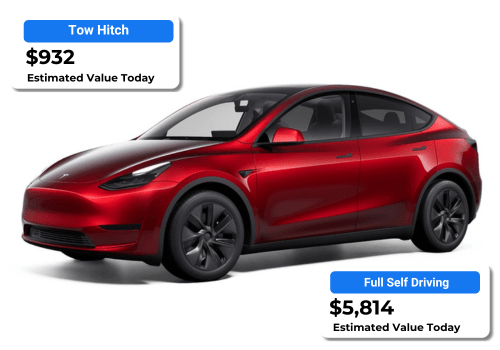 This is an image of a Tesla Model Y with a value of full self driving and tow hitch