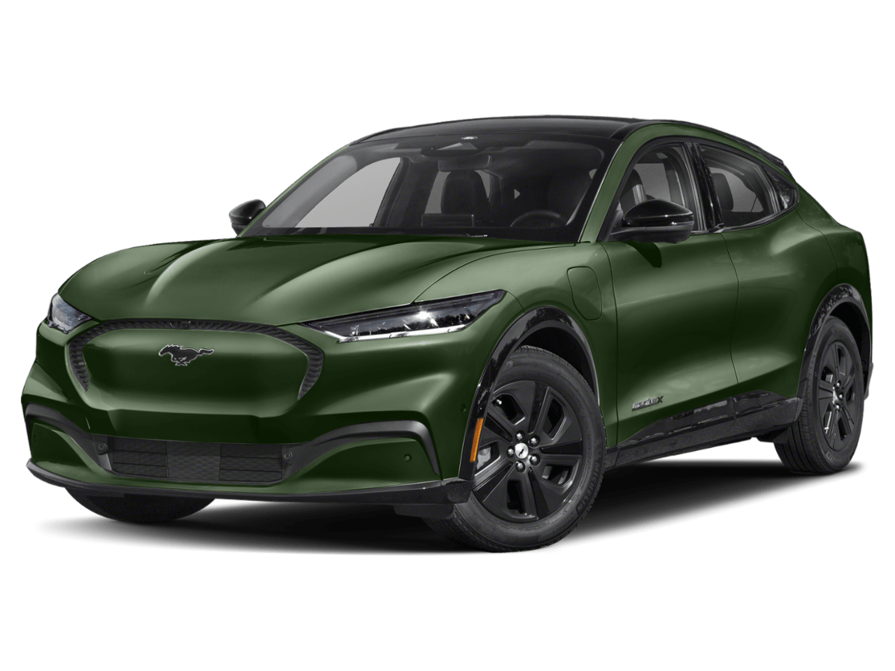 This is an image of the Ford Mustang Mach E in Green it's part of an article on the best ev charger for the ford mustang mach e