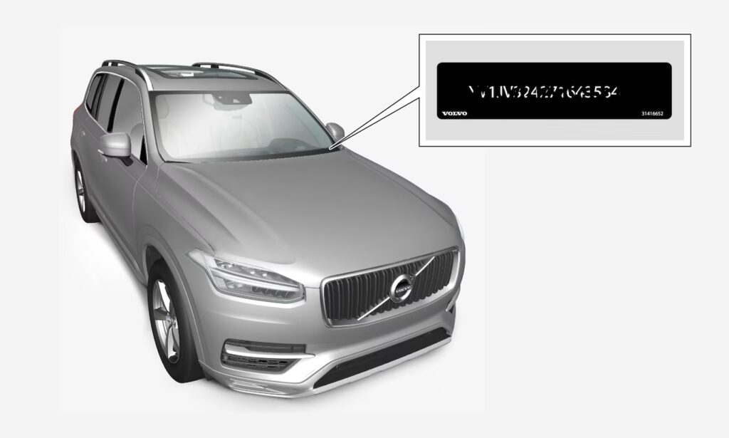 This is an image of the location of a VIN on a Volvo