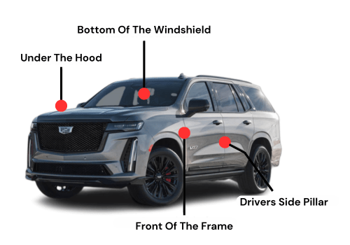 This is an image of Cadillac VIN Locations