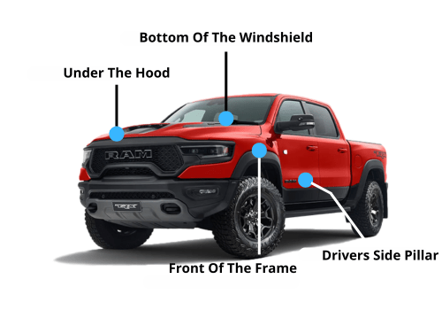 This is an image of Dodge VIN locations