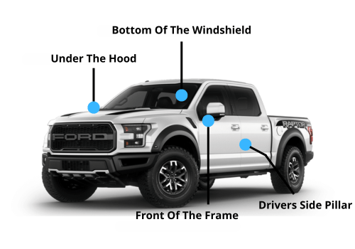 This is an image of Ford VIN locations