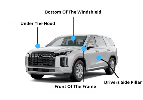 This is an image of Hyundai VIN locations