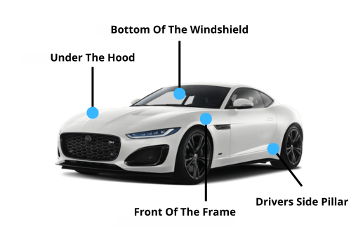 This is an image of Jaguar VIN Locations