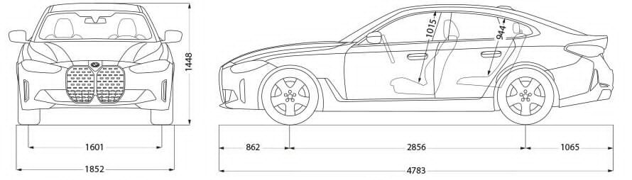 This is an image of BMW i4 dimensions