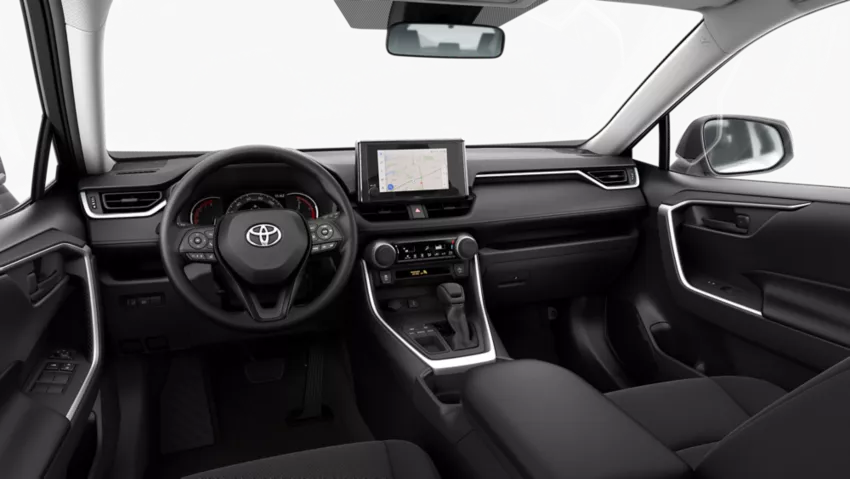 This is a picture of a Toyota RAV4 LE interior from 2025