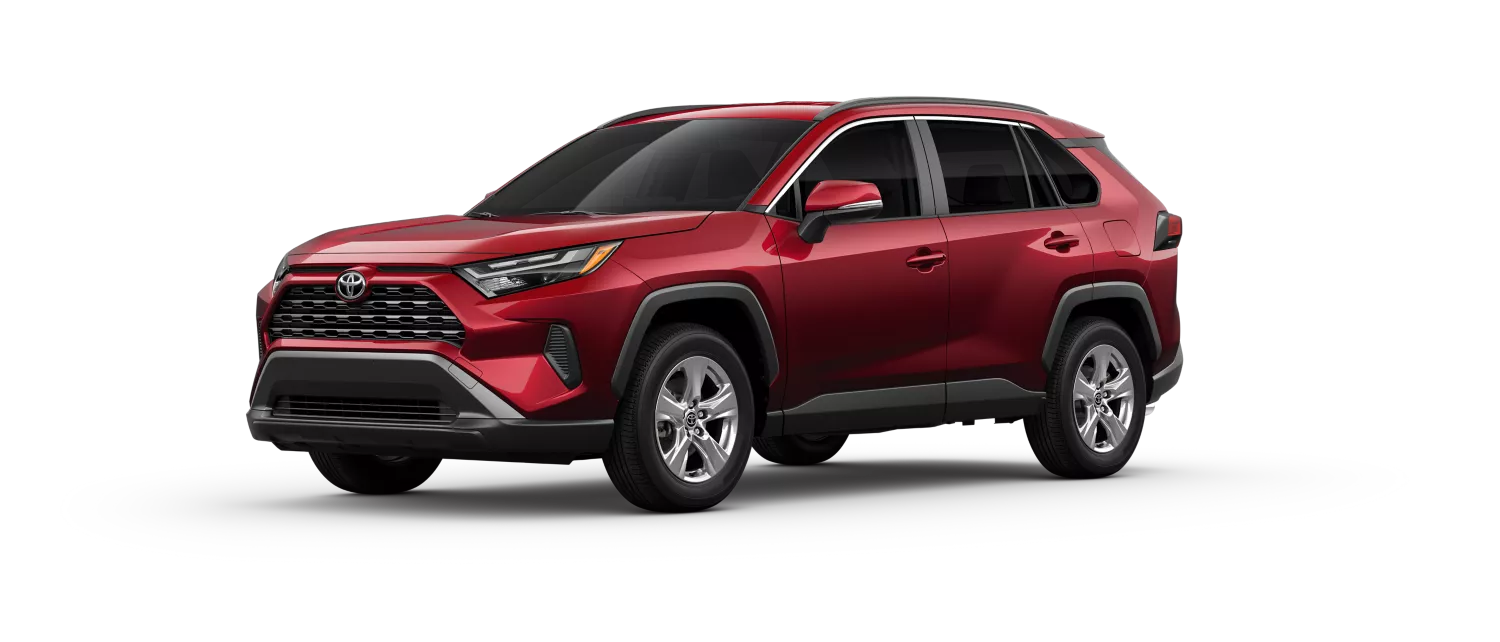 This is a picture of a red Toyota RAV4 XLE from 2025