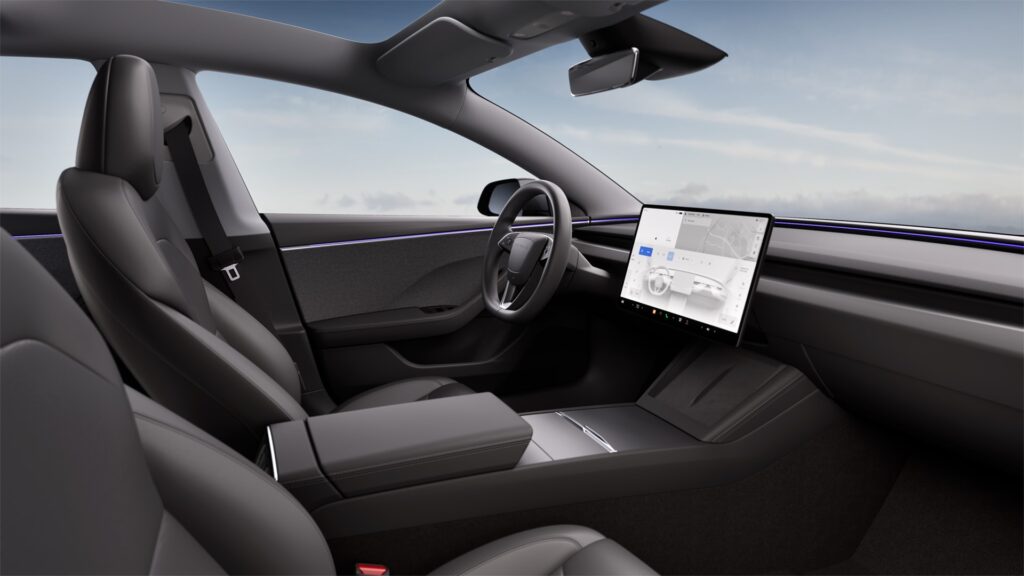 This is a picture of the Tesla Model 3 interior in grey