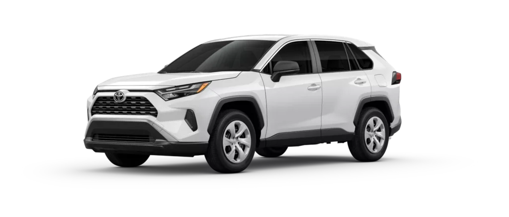 This is a picture of a white Toyota RAV4 LE from 2025
