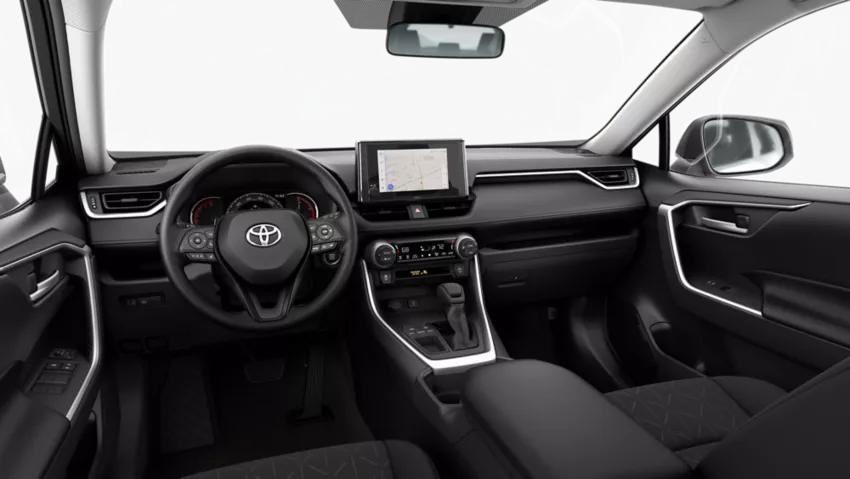 This is a picture of a red Toyota RAV4 XLE interior from 2025
