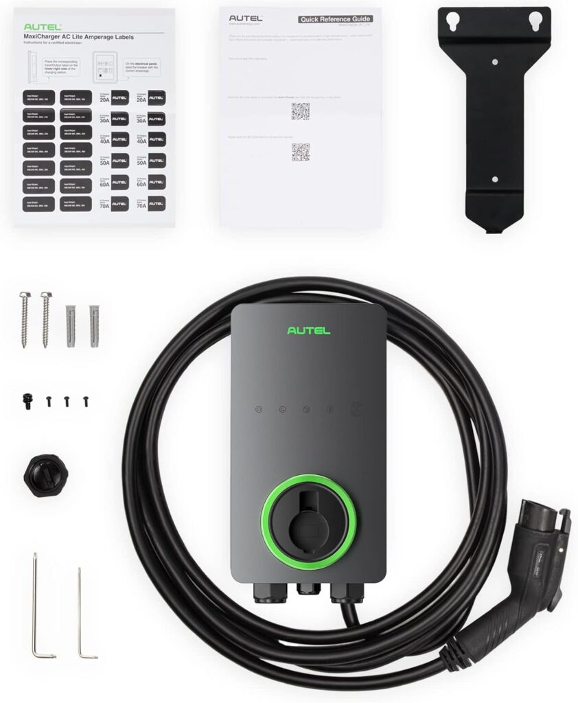This is an image of the autel 50A EV Charger with everything in the box